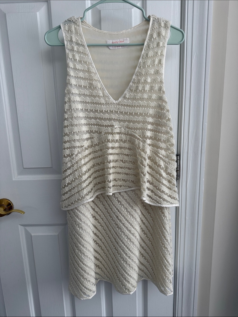 See By Chloé Cream Textured Knit Mini Dress